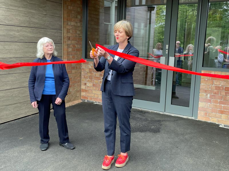 Lilian Greenwood at the official opening of the refurbished Village Hall
