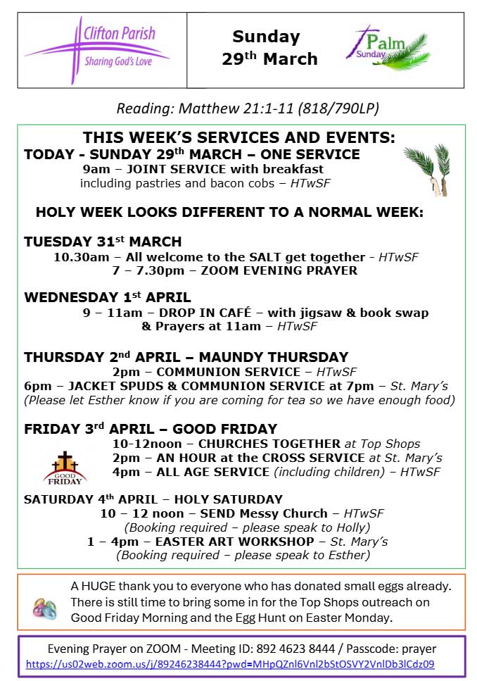 St. Mary's Church News: March 29,2026